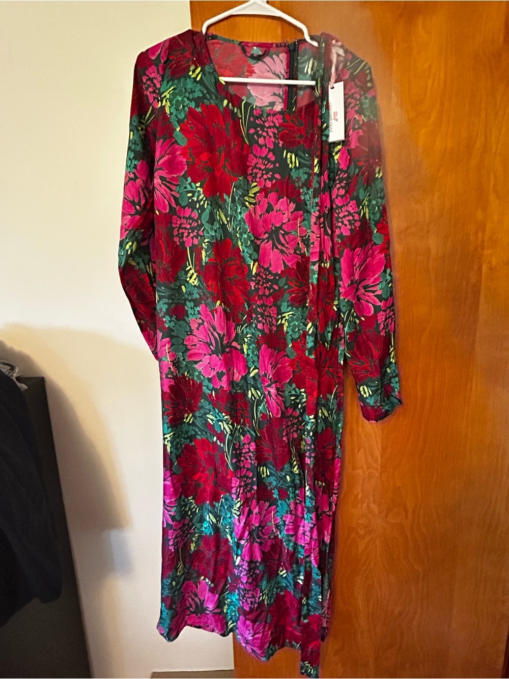 Vineyard Vines Floral Midi Dress in Fuchsia, Green and Red